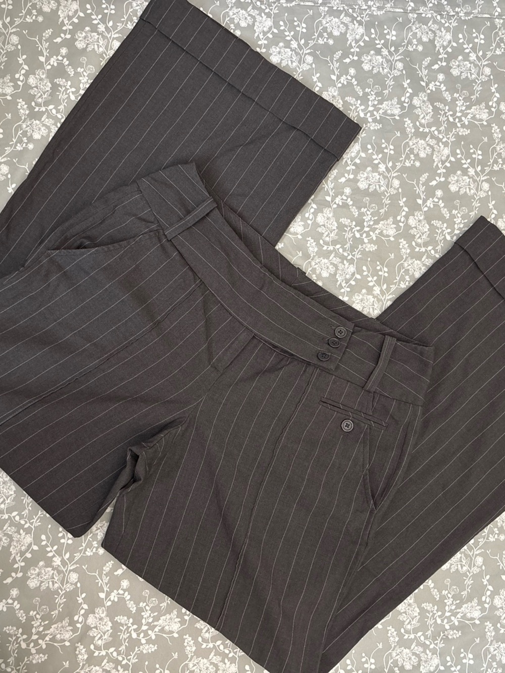 Larry Levine Charcoal Pinstripe Dress Pants